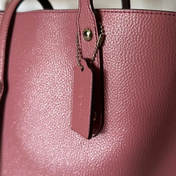 Coach 58850 Market Tote Pebble Leather Glitter Pink Rose Polished Silver Hangbag - Picture 4 of 10